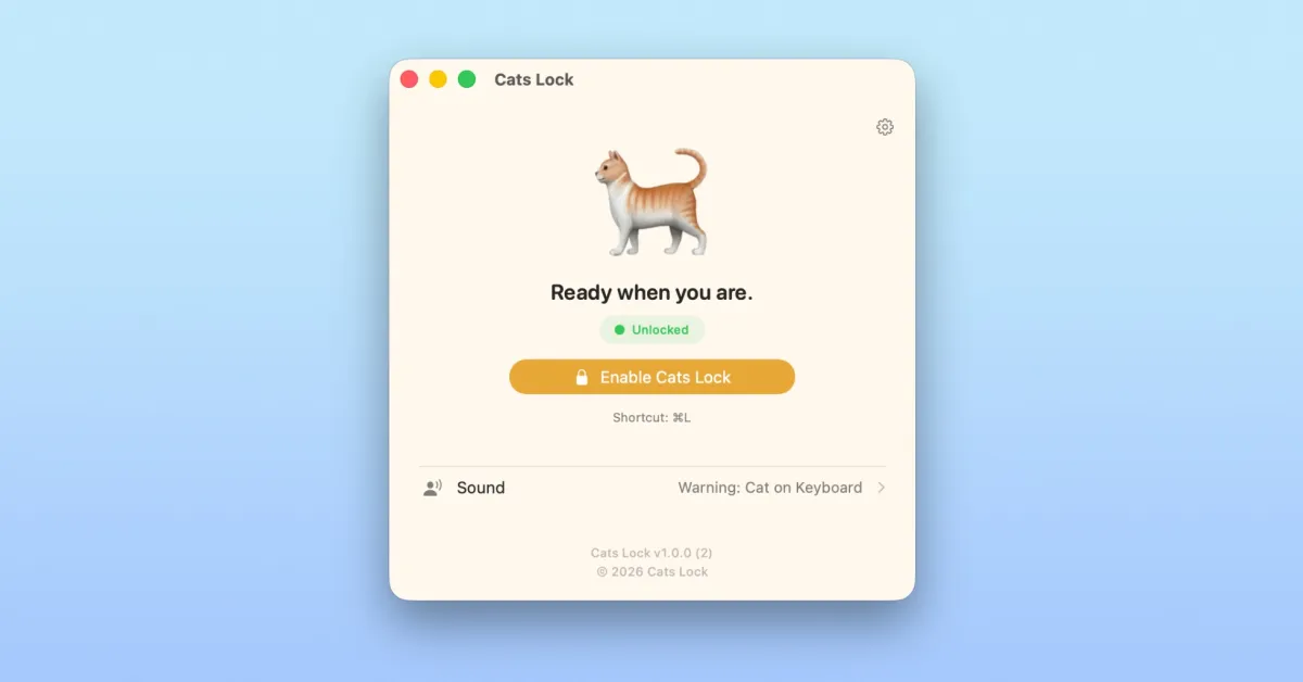 Indie App Spotlight: ‘Cats Lock’, l’app Mac divertente che frena il caos delle zampette sui tasti