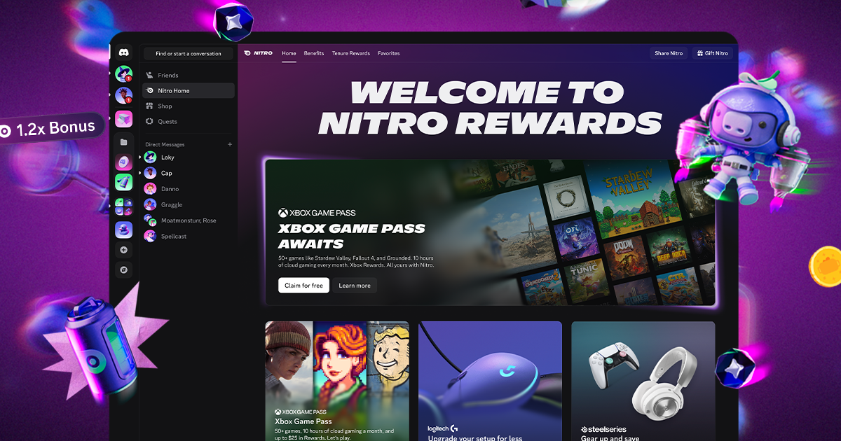 Discord lancia Nitro Rewards: accesso gratuito al livello base di Xbox Game Pass per gli iscritti