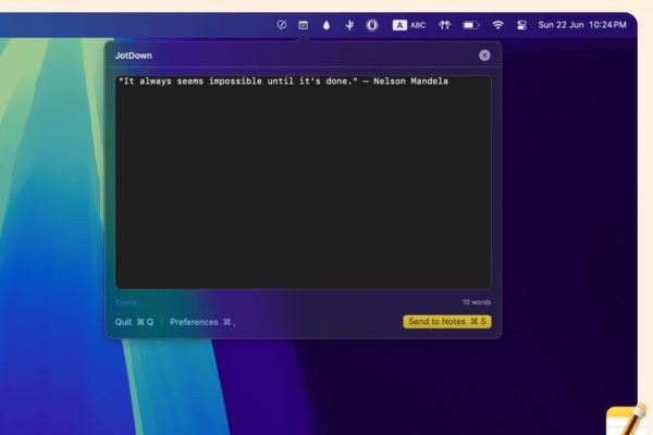 JotDown per Mac: Aggiungi Apple Note alla Barra dei Menu con Facile Accesso!