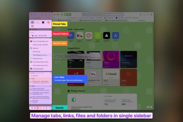 SupaSidebar: la barra laterale universale per tutti i browser su Mac