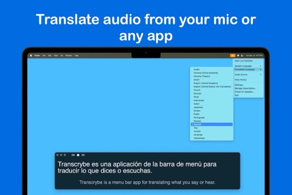 Transcrybe per Mac: Traduzione Audio in Tempo Reale per Sottotitoli e Conversazioni Live