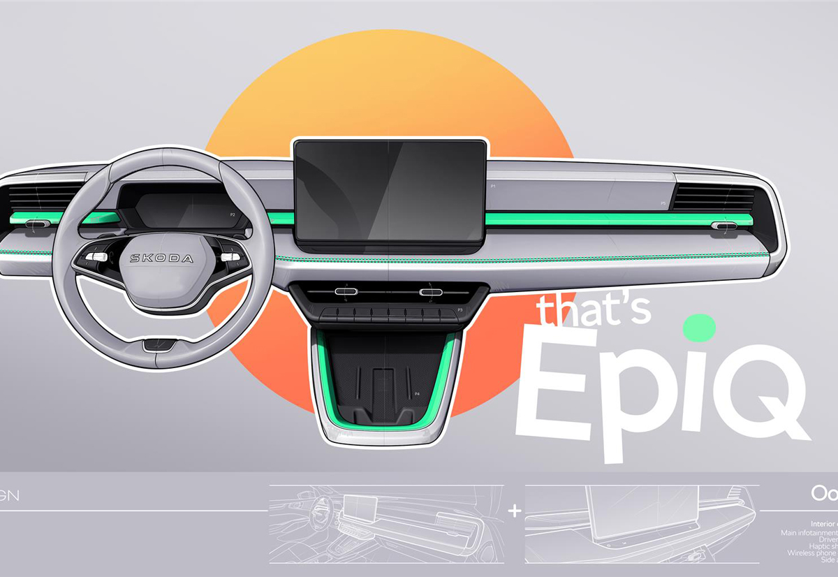 Scopri il primo teaser degli interni della Skoda Epiq, il crossover elettrico al 100%