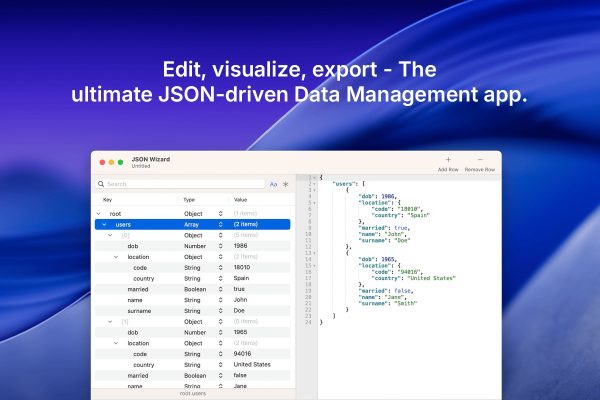 Potenzia la tua produttività su Mac con JSON Wizard per gestire file strutturati!