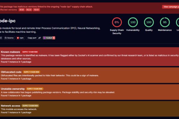 Scoperta Backdoor Stealer in 3 Versioni di Node-IPC: Minaccia ai Segreti dei Sviluppatori