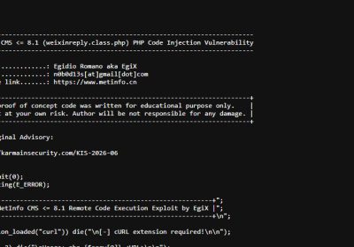 Vulnerabilità MetInfo CMS: Attacchi di Esecuzione Remota Sfruttati per CVE-2026-29014