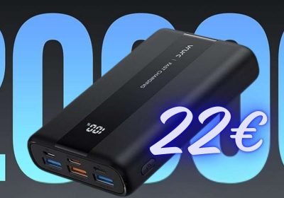 Power Bank da 20000 mAh super potente con 4 uscite rapide a soli 22€!
