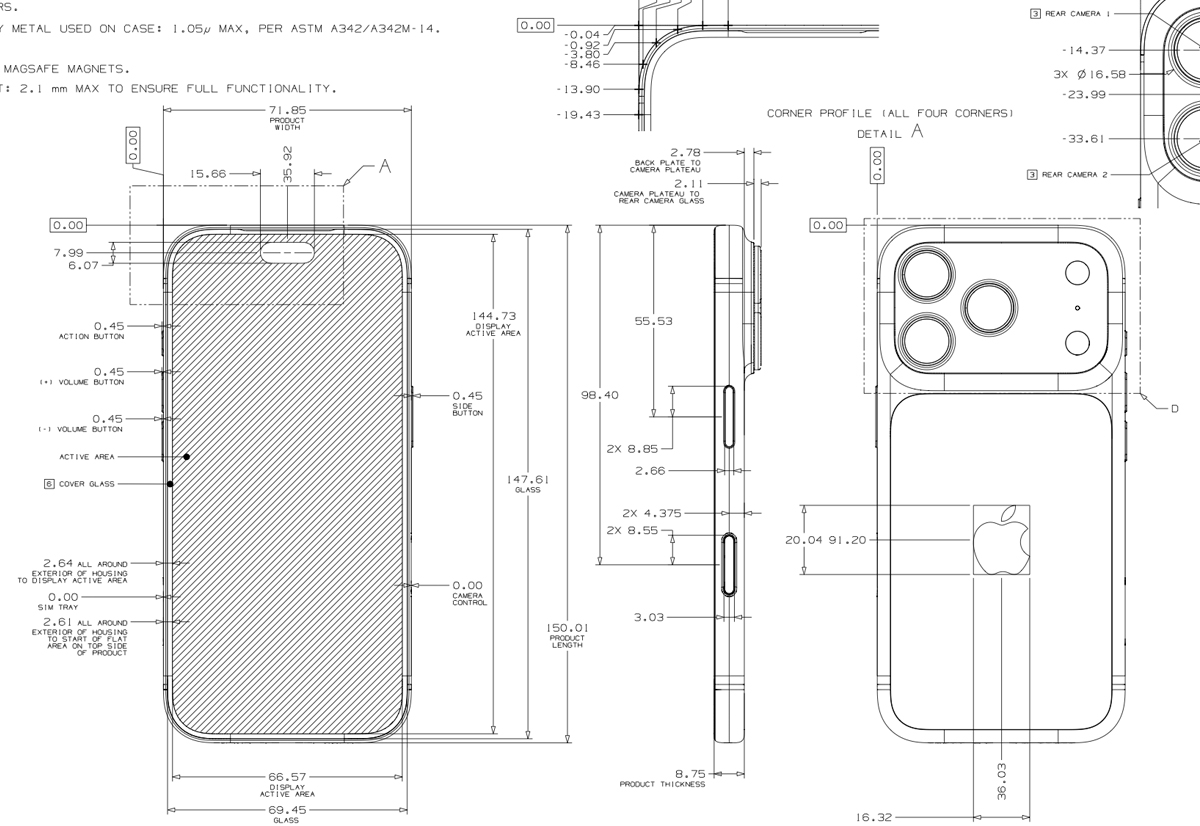 Apple svela i disegni tecnici di iPhone, Watch e AirPods: misure e dettagli precisissimi