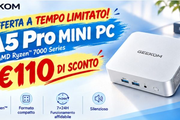 GEEKOM A5 Pro: Mini PC Ryzen in Offerta a 439 € con Sconto di 110 €!