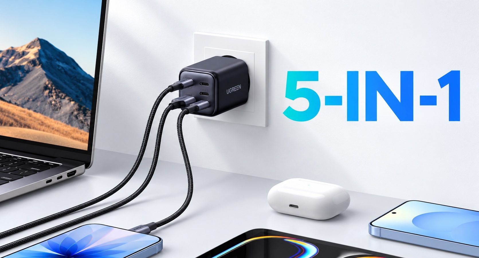 5 dispositivi a una spina: scopri il mini caricatore Ugreen a soli 18€!
