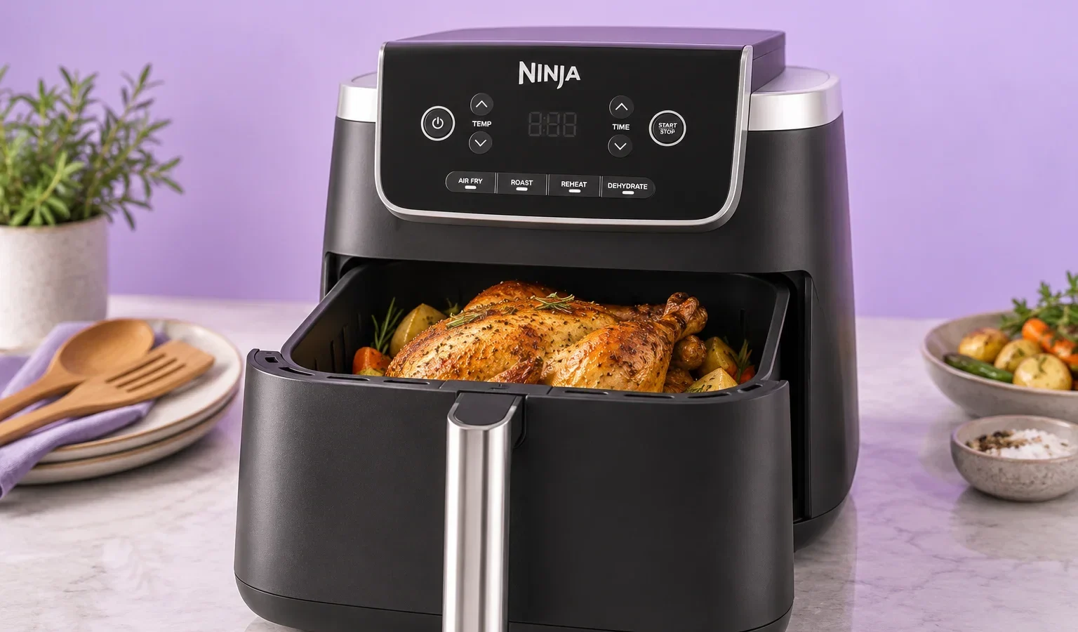 Friggitrice ad aria Ninja PRO: Cuoci facilmente un pollo da 1 kg a soli 115€!